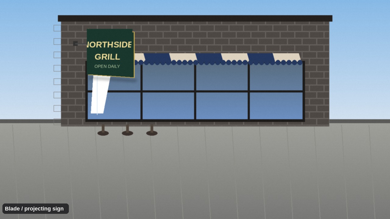 Blade sign mockup on a restaurant