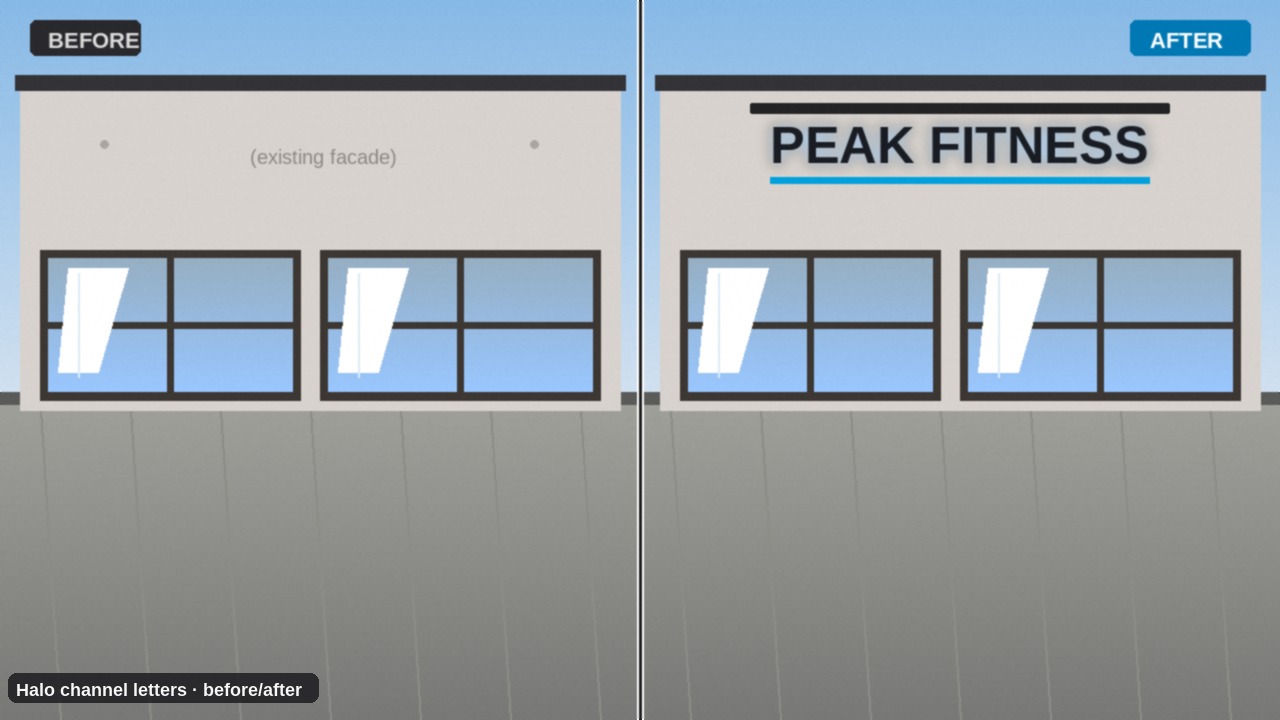 Before and after storefront sign mockup